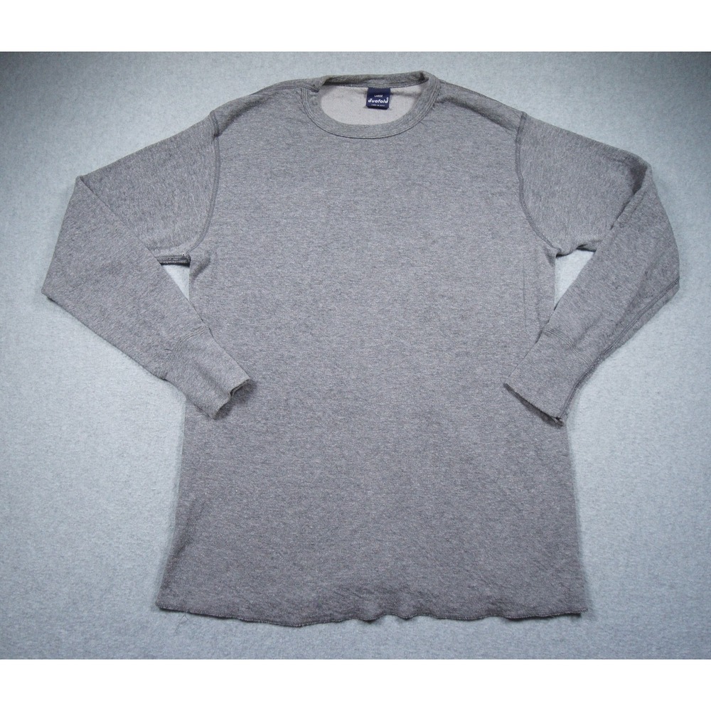 Vintage Duofold Shirt Mens Large Gray Long Sleeve Thermal Base Layer USA Made